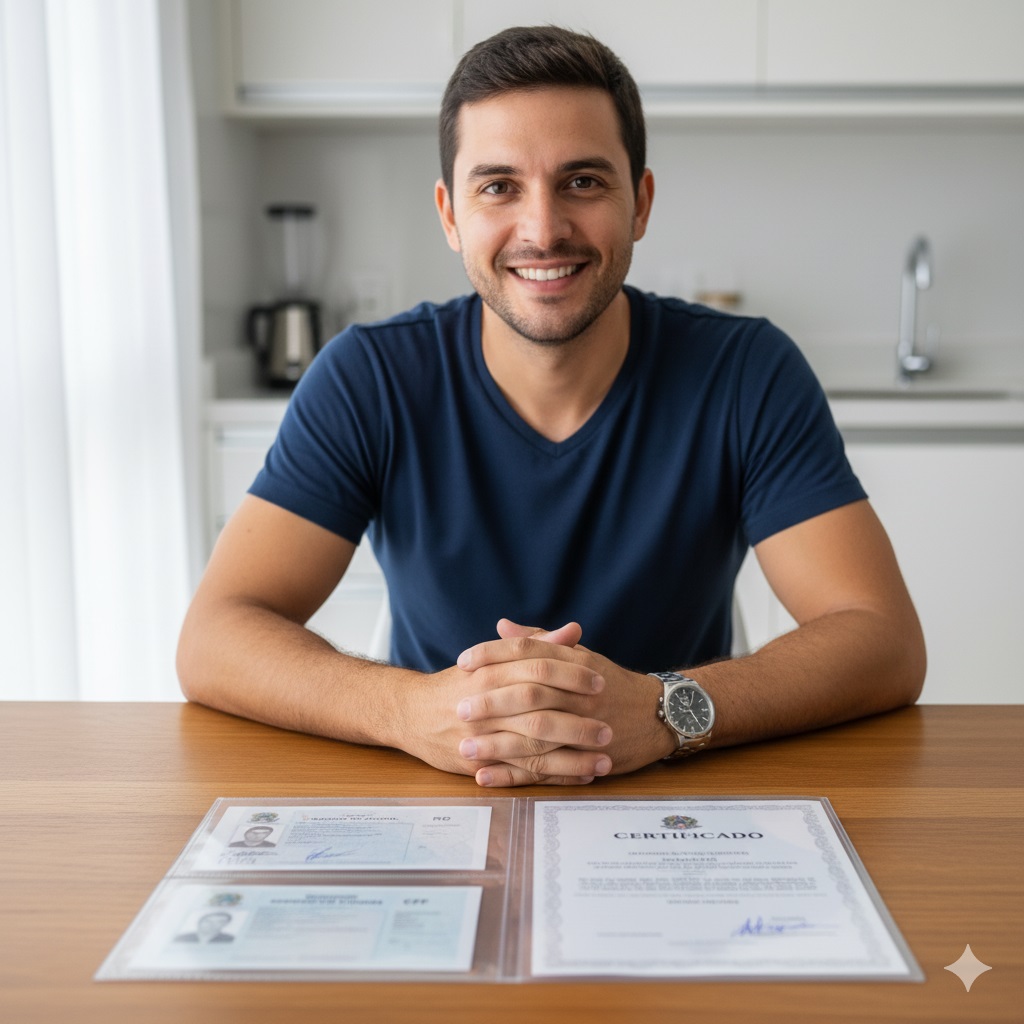 Prestador com seus documentos de verificação