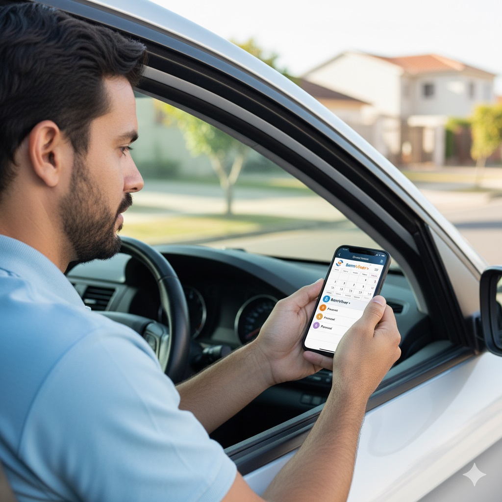 Prestador sincronizando sua agenda no celular